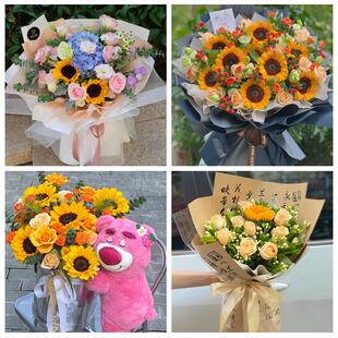 北京市石景山区鲁谷八宝山老山同城鲜花店学生高考向日葵玫瑰花束