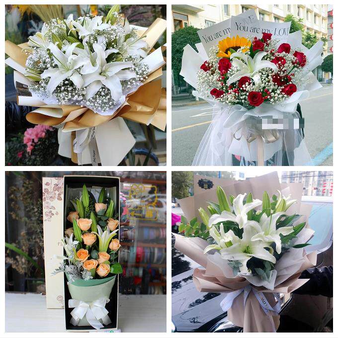 吕梁方山中阳交口县孝义汾阳同城鲜花店送闺蜜女朋友百合玫瑰花束