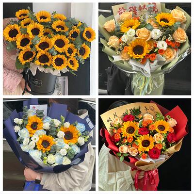 中高考向日葵玫瑰混搭花束杭州市上城下城区江干拱墅区同城鲜花店