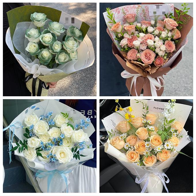 邯郸市邯山丛台复兴区肥乡区同城鲜花店送卡布碎冰蓝玫瑰生日花束