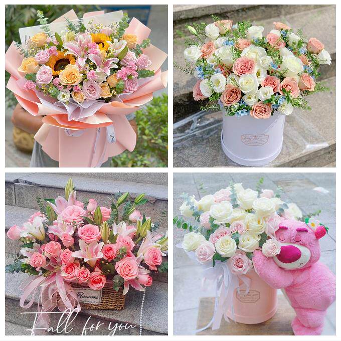 广西桂林市平乐县荔浦县恭城县同城鲜花店向日葵玫瑰混搭生日花束