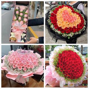 济南长清区平阴济阳县商河县同城鲜花店女神节玫瑰花束送老婆女友