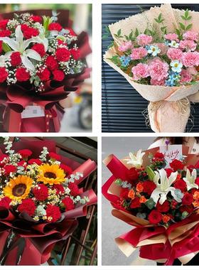 三明市梅列三元区明溪清流县同城花店康乃馨百合鲜花束送长辈生日