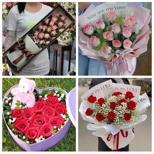 陕西延安市延川县子长县志丹县鲜花店同城配送女朋友情人节红玫瑰