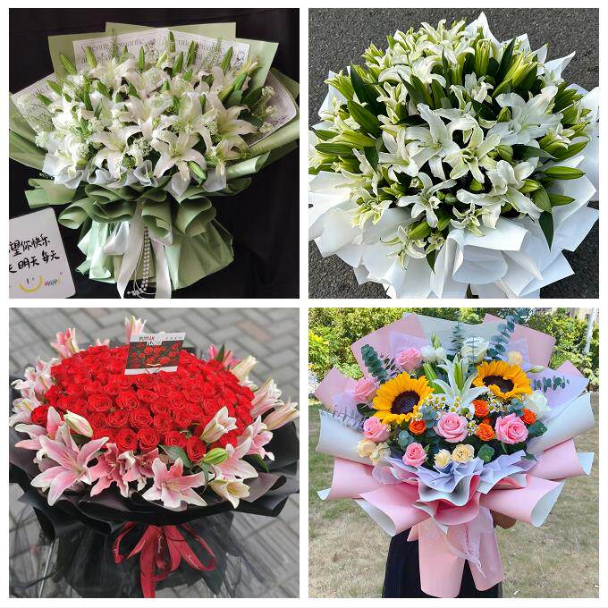 上海市奉贤区柘林海湾镇海港同城鲜花店送闺蜜女朋友百合玫瑰花束
