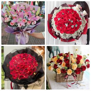 湖南湘潭市雨湖区岳塘区湘潭县鲜花店同城配送女朋友情人节红玫瑰