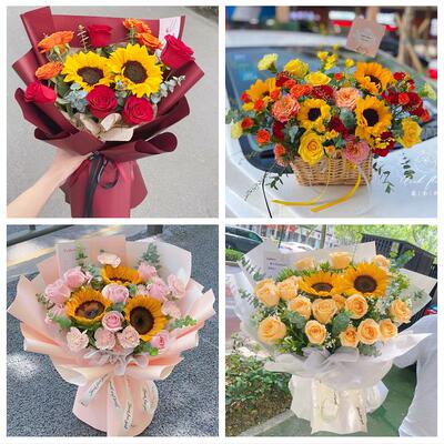 河南信阳光山县新县息县商城县同城鲜花店学生高考向日葵玫瑰花束