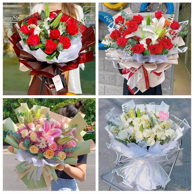 长春市南关宽城朝阳区二道区同城鲜花店送闺蜜女朋友百合玫瑰花束