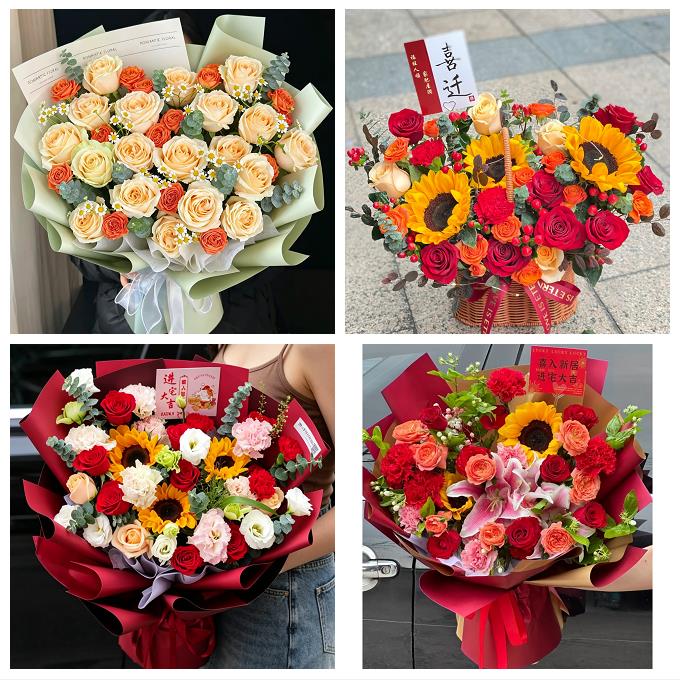 送徐州市鼓楼区云龙区贾汪区同城鲜花店送男士朋友向日葵玫瑰花束
