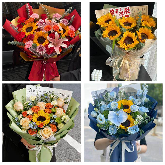 向日葵玫瑰混搭花束送朋友东莞市厚街沙田道滘镇洪梅镇同城鲜花店