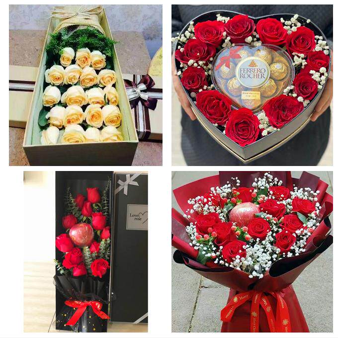 送安庆市迎江区大观区宜秀区同城鲜花店平安夜玫瑰礼盒送女友老婆