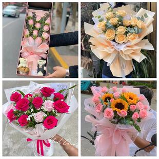 上海市青浦区朱家角练塘金泽同城鲜花店女神节玫瑰花束送老婆女友