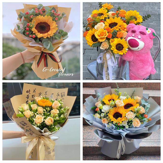 辽宁营口市站前西市区鲅鱼圈区同城鲜花店学生高考向日葵玫瑰花束
