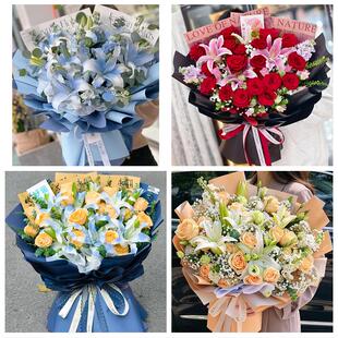 送濮阳市华龙区清丰县南乐县同城鲜花店玫瑰百合花束送老婆女朋友