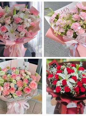 送北京市东城区天坛永定门外同城花店康乃馨百合鲜花束送长辈生日