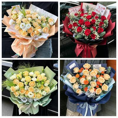520玫瑰花束礼盒送女友海南海口市秀英龙华琼山美兰区同城鲜花店