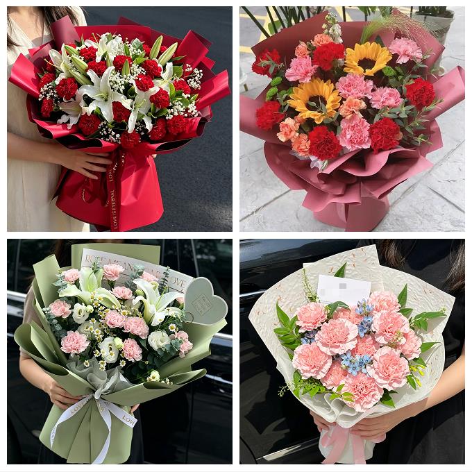 中卫市沙坡头区中宁县海原县同城鲜花店送康乃馨百合长辈生日花束