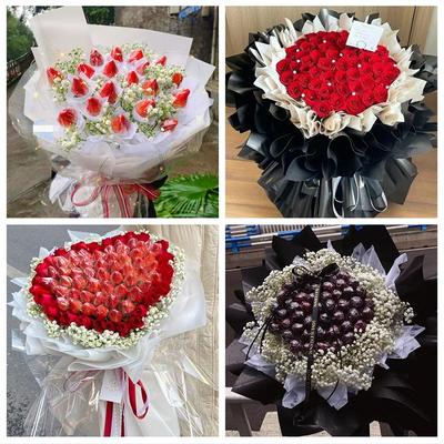 湖北咸宁市崇阳县通山县赤壁市鲜花店同城配送女朋友草莓玫瑰花束