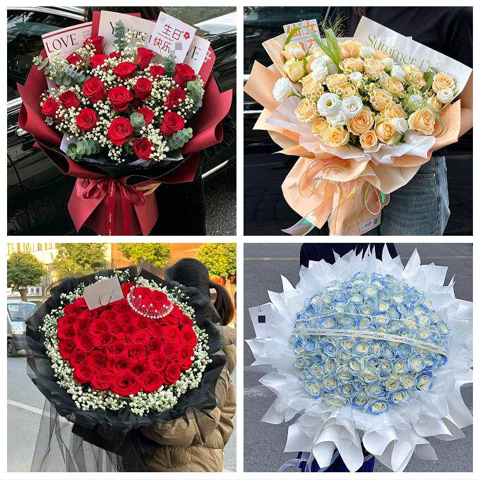 520玫瑰花束礼盒送女友河南洛阳市洛宁县伊川县偃师市同城鲜花店
