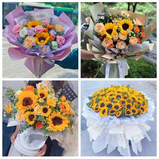 安徽淮北市杜集相山烈山区濉溪同城鲜花店学生高考向日葵玫瑰花束