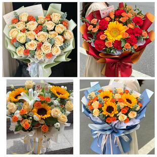 南京市浦口区栖霞区雨花台区同城鲜花店送男士朋友向日葵玫瑰花束