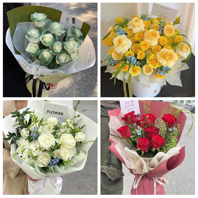 张家口市怀安怀来涿鹿赤城县同城鲜花店送卡布碎冰蓝玫瑰生日花束