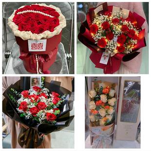 咸阳市泾阳县乾县礼泉永寿县同城鲜花店情人节玫瑰花束礼盒送女友
