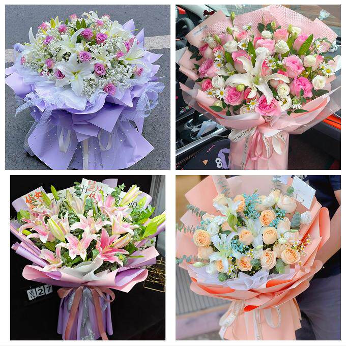 山东省菏泽市牡丹区定陶区曹县同城鲜花店送玫瑰百合花束老婆生日