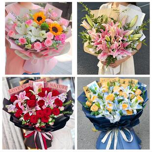送吉林省白城市洮南市大安市同城鲜花店玫瑰百合花束送老婆女朋友