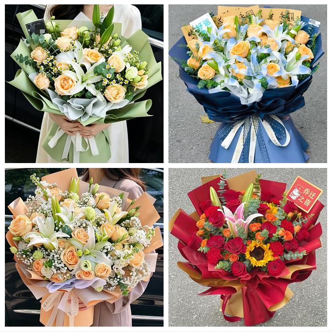 天津市津南北辰武清区宝坻区同城鲜花店玫瑰百合花束送老婆女朋友