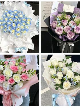 520玫瑰花束礼盒送女友广东东莞市石碣石龙茶山石排镇同城鲜花店