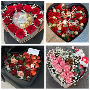 秦皇岛市海港山海关北戴河区同城鲜花店平安夜玫瑰礼盒送女友老婆