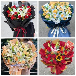 送宜宾市翠屏区南溪区宜宾县同城鲜花店玫瑰百合花束送老婆女朋友