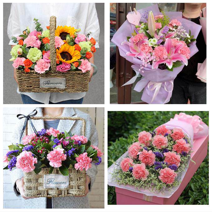 送昆明市宜良县石林县嵩明县同城鲜花店38女王节康乃馨送妈妈婆婆