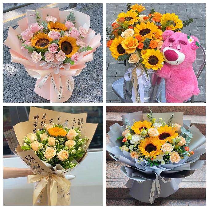 天津市宝坻区史各庄郝各庄周良同城鲜花店学生高考向日葵玫瑰花束