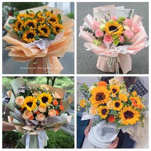 内蒙通辽科尔沁左翼中旗库伦旗同城鲜花店学生高考向日葵玫瑰花束