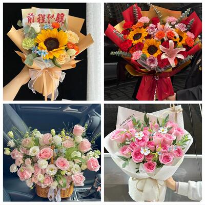 向日葵玫瑰混搭花束送朋友遵义市务川凤冈湄潭县余庆县同城鲜花店