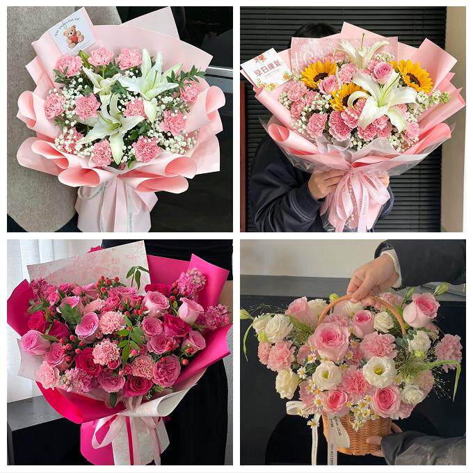 菏泽市巨野郓城县鄄城东明县同城鲜花店配送母亲节康乃馨百合花束