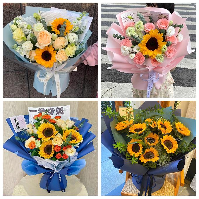 榆林市靖边定边绥德县米脂县鲜花店同城配送向日葵毕业花束成人礼