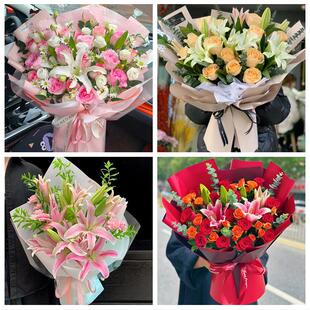 黑龙江省佳木斯市桦川县汤原县同城鲜花店送玫瑰百合花束老婆生日