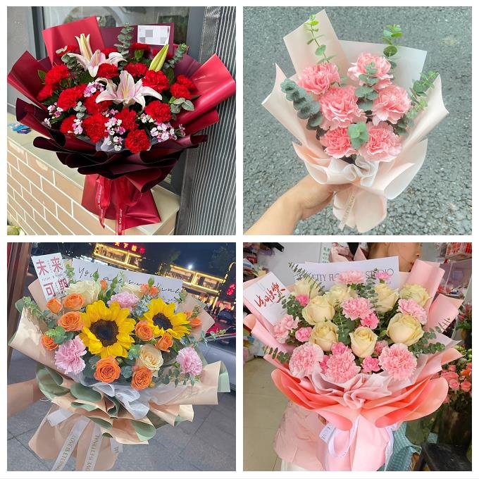 北京石景山区八宝山老山八角同城鲜花店配送教师节康乃馨百合花束