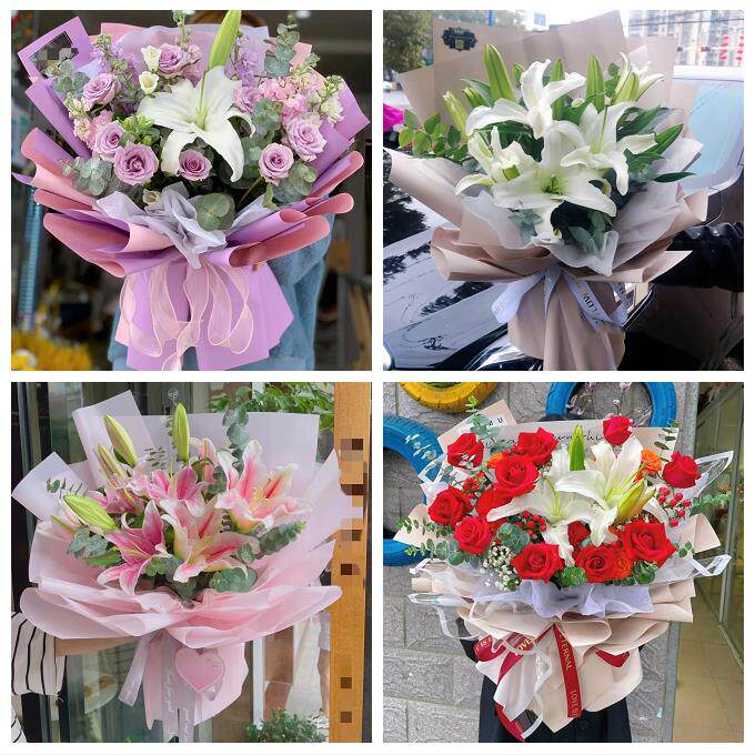 中卫市沙坡头区中宁县海原县同城鲜花店送闺蜜女朋友百合玫瑰花束