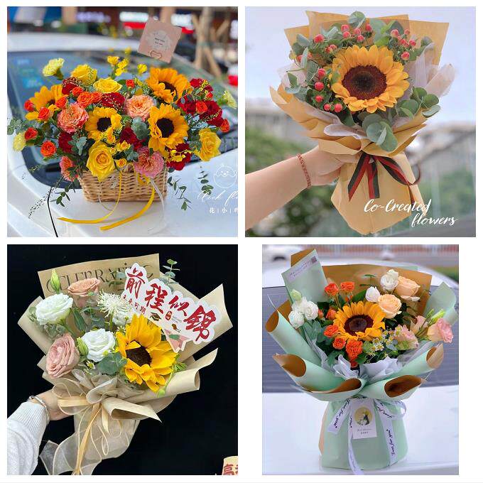 山东济南市历下区市中区槐荫区同城鲜花店学生高考向日葵玫瑰花束