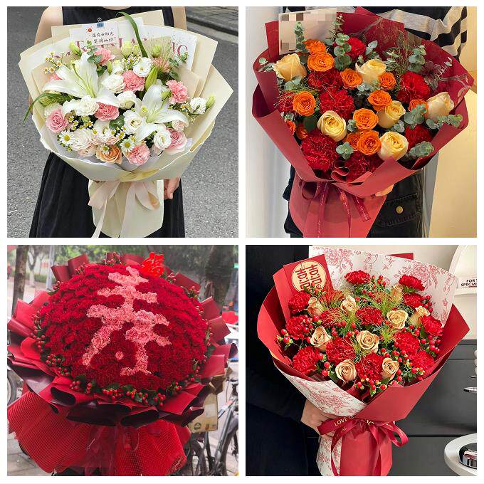 烟台市芝罘福山区牟平莱山区同城鲜花店配送母亲节康乃馨百合花束