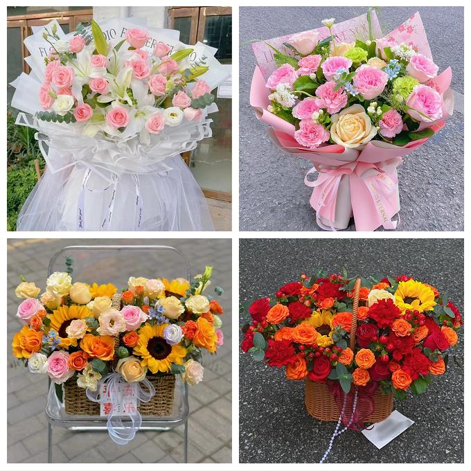 送石河子市阿拉尔市五家渠市同城鲜花店玫瑰混搭花束配送领导女友