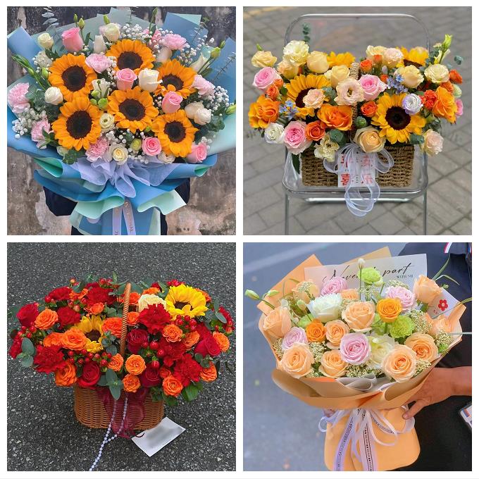 贺州八步平桂区昭平钟山富川同城鲜花店玫瑰混搭花束配送领导女友