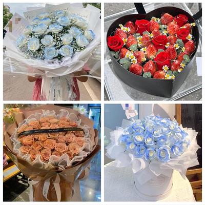 山西大同市城区矿区南郊区棚户鲜花店同城配送女朋友草莓玫瑰花束