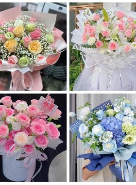 送上海市青浦区重固镇白鹤镇同城鲜花店玫瑰混搭花束配送领导女友