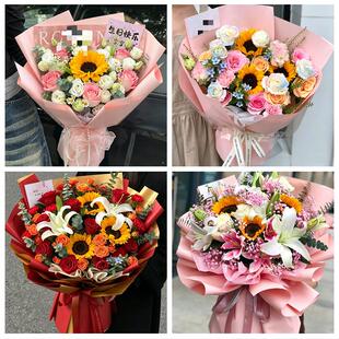 中高考向日葵玫瑰混搭花束北京大兴区亦庄黄村旧宫瀛海同城鲜花店
