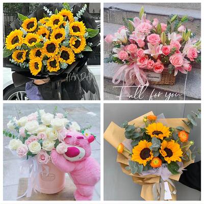 河南焦作市修武县博爱县武陟县同城鲜花店向日葵玫瑰混搭生日花束